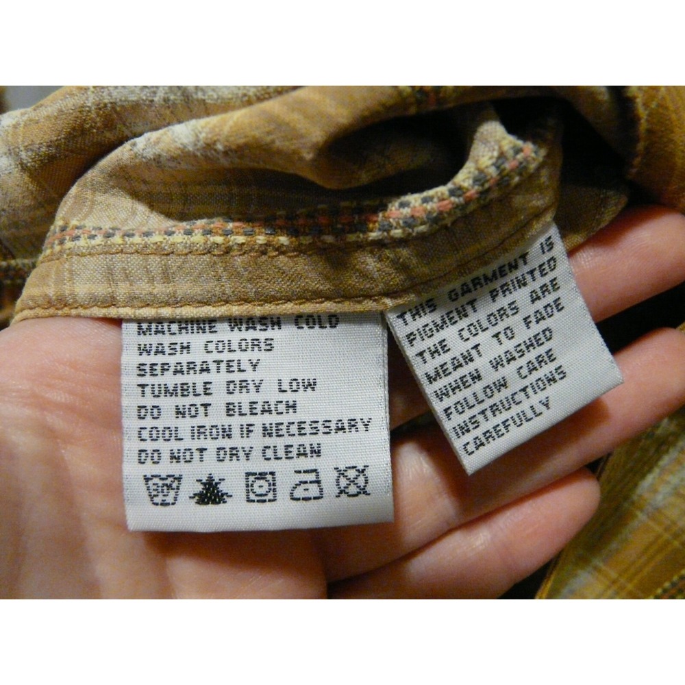 Tommy Bahama Mens Large 100% Silk Button Front Shirt Yellow Tan Plaid Long Sleev - Picture 4 of 8